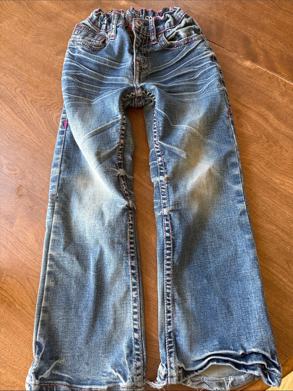 Cowgirl Tuff Girls Blue Denim Jeans with Pink Stitching